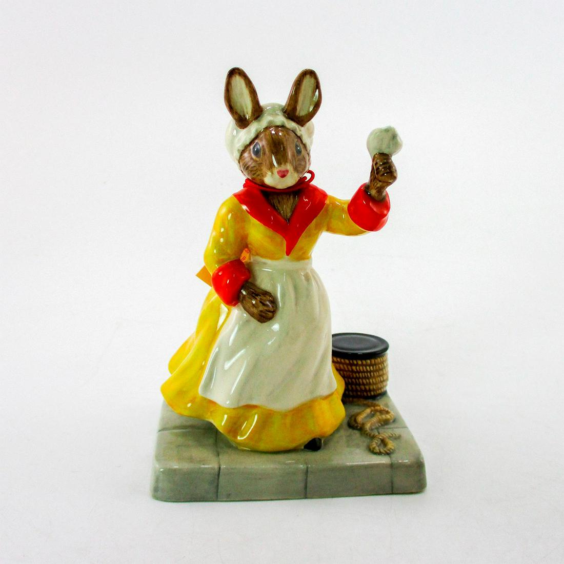 Captain's Wife Bunnykins DB320 - Royal Doulton: Orangey-yellow and red dress, white mobcap, and apron. Bunnykins backstamp. Certificate included. From the Shipmates Collection. Artist: C. Dadd Issued: 2004 Dimensions: 5.25"H Manufacturer: Royal Dou