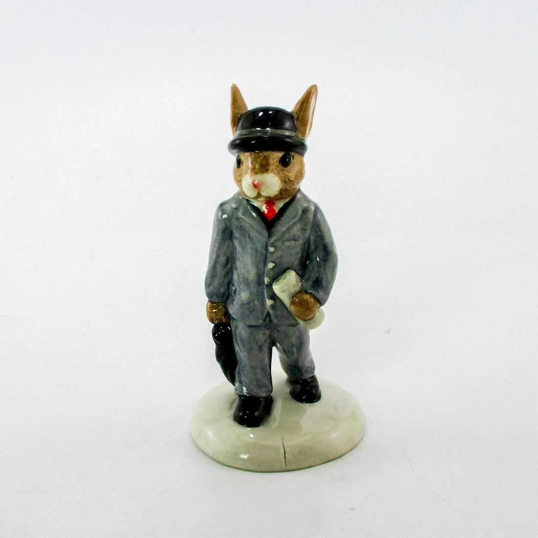 Businessman DB203 - Royal Doulton Bunnykins: Grey suit, black umbrella and bowler hat. Royal Doulton backstamp. Certificate included. Limited edition number 2827 of 5000 pieces. Artist: C. Dadd Issued: 1999 Dimensions: 4.75"H Edition Number: 282