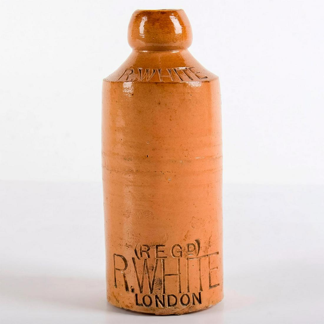 Doulton Lambeth Stoneware, R. White Ginger Beer Bottle (1 of 4)