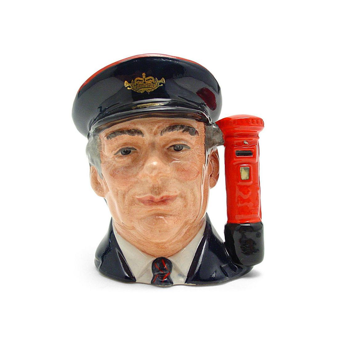 Postman D6801 - Small - Royal Doulton Character Jug: Royal Doulton Character Jug, Postman D6801 (black jacket and cap; white shirt; red pillar box). Designed by Stanley J. Taylor. Series: Journey Through Britain, issued 1988 in limited edition of 5,000.