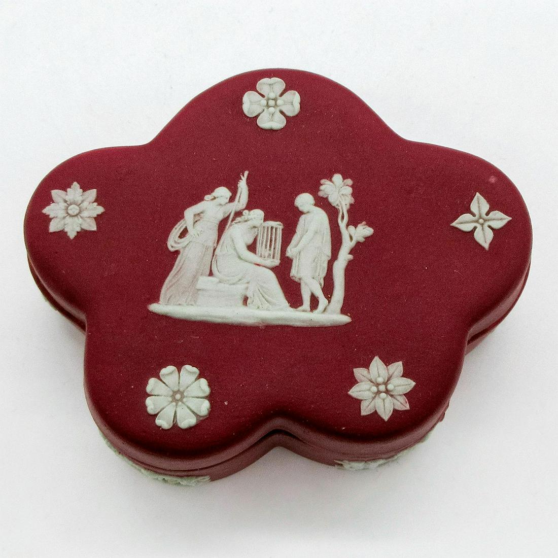 Wedgwood Crimson Red Jasperware, Flower Shaped Trinket (1 of 6)