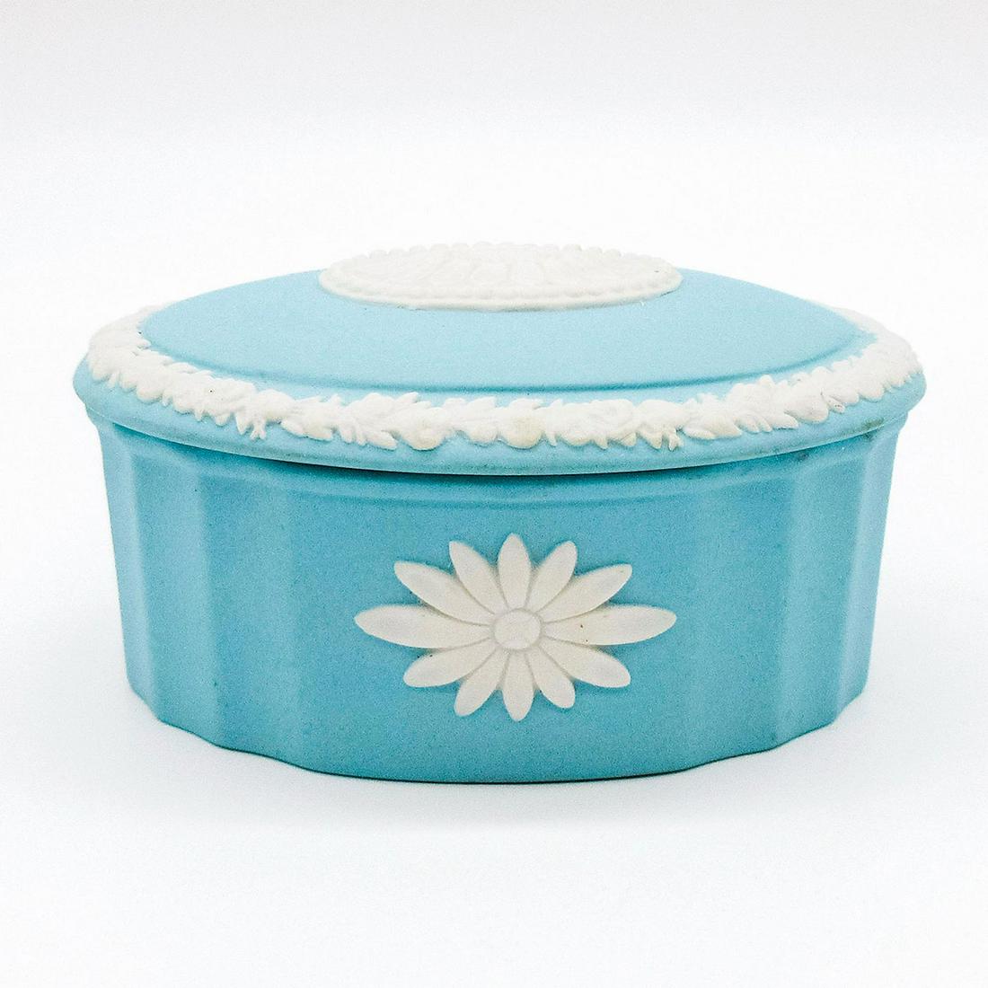 Wedgwood Dark Turquoise Jasperware, Camilla Trinket Box (1 of 4)