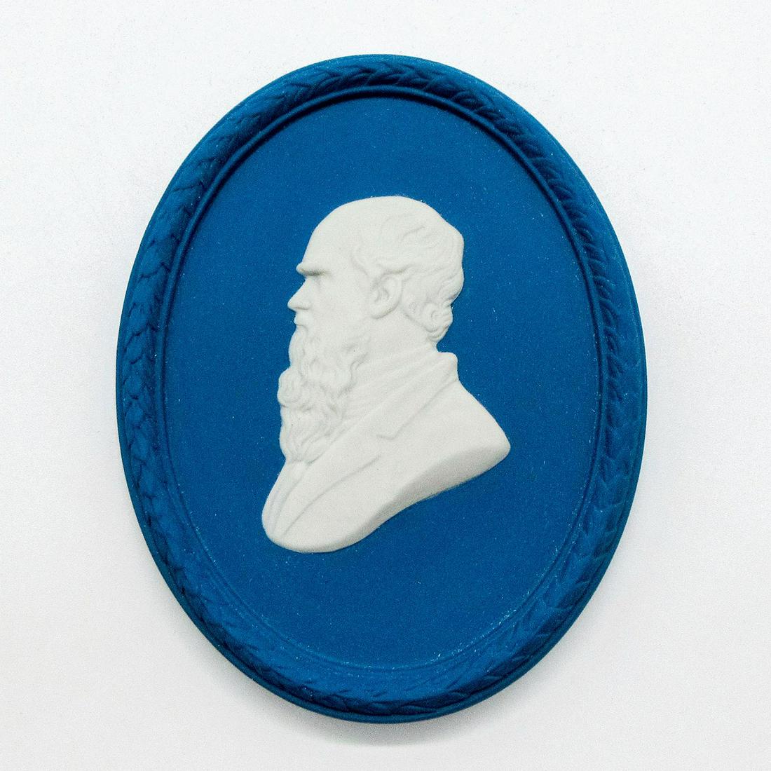Wedgwood Saxon Blue Jasperware Plaque, Charles Darwin (1 of 4)