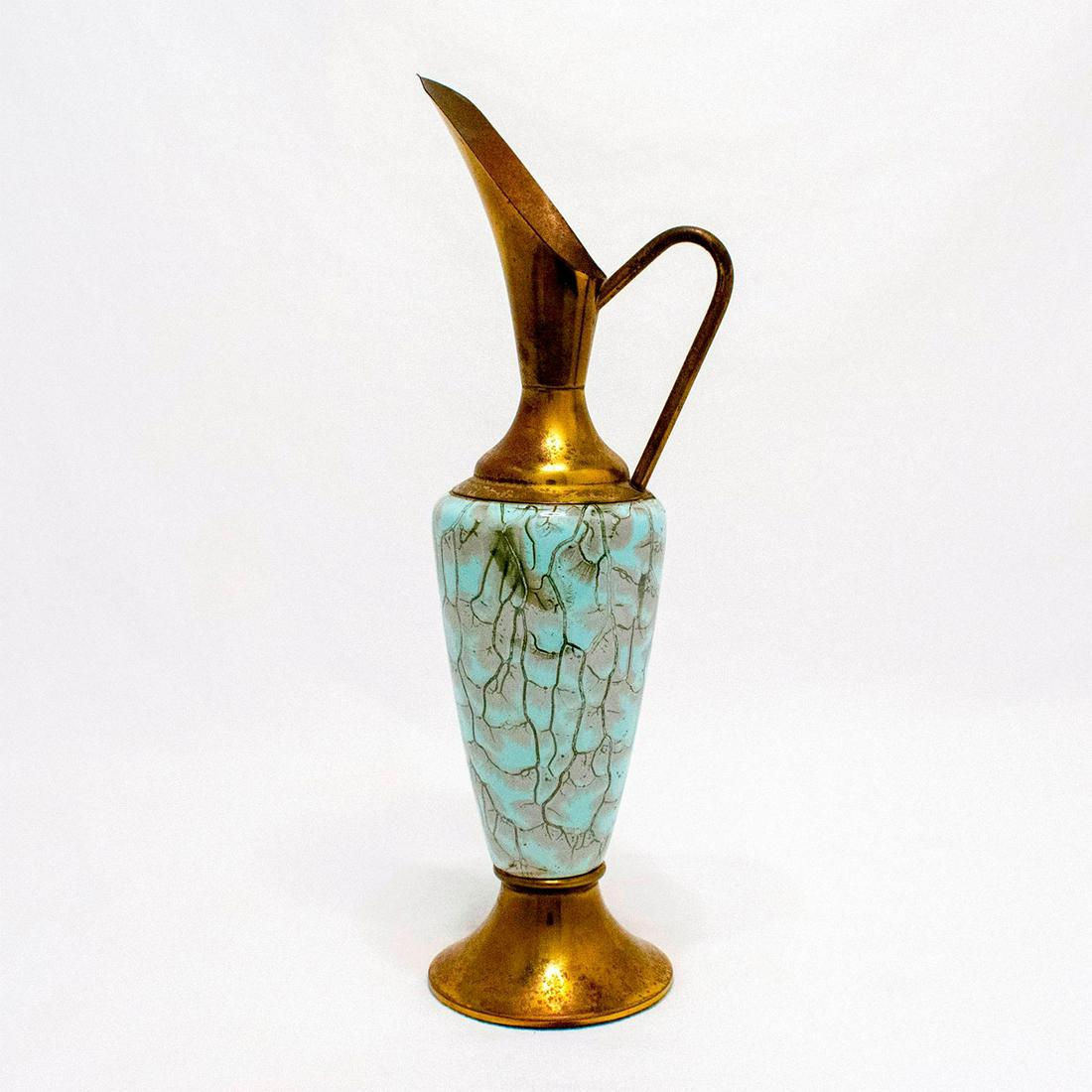 Unusual Delft Jug Brass Spout Mid-Century Modern (1 of 10)