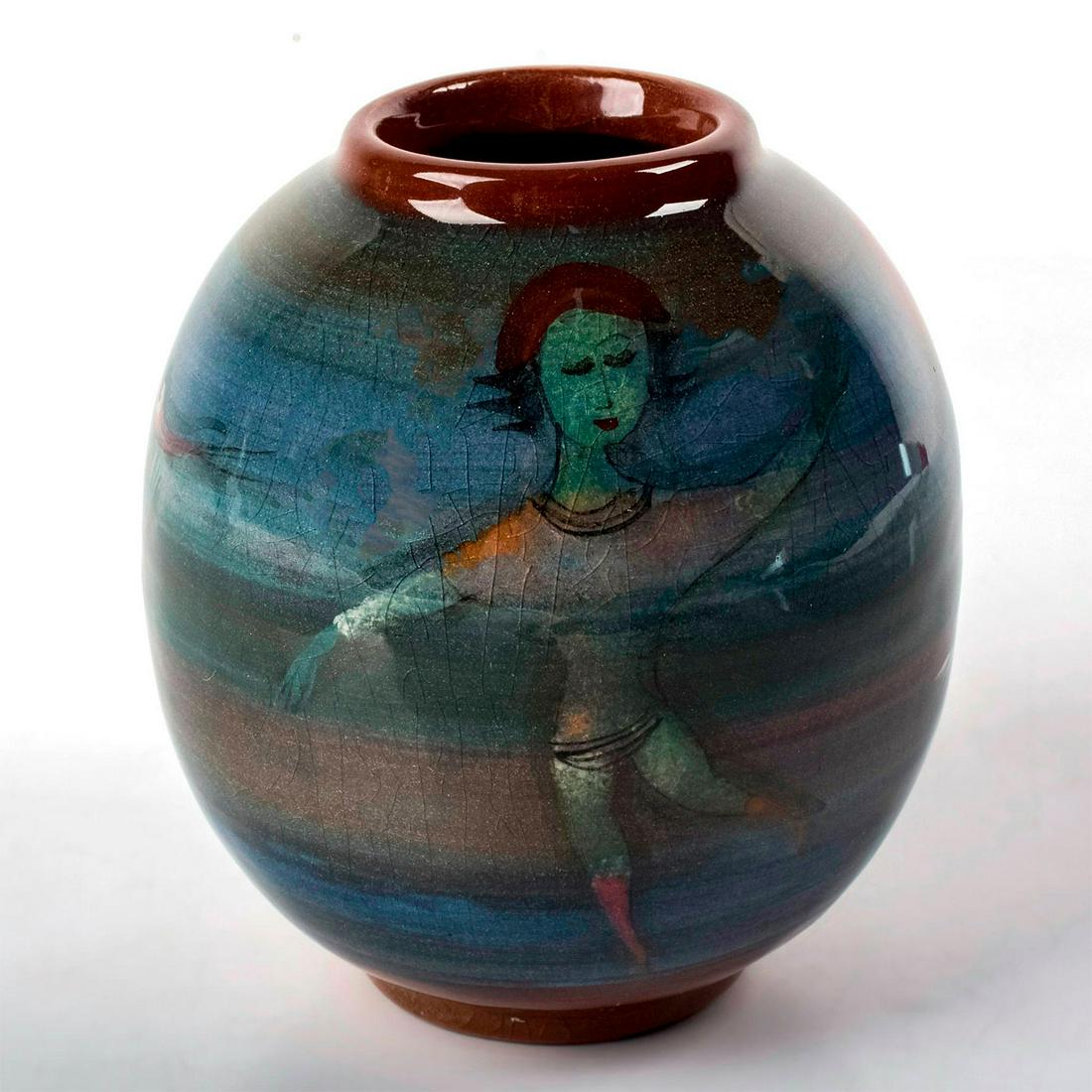 Polia Pillin Small Pottery Vase, Women and Birds (1 of 3)