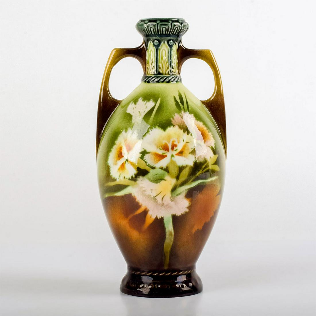 Robert Hanke Royal Wettina, Brown and Green Floral Vase (1 of 5)