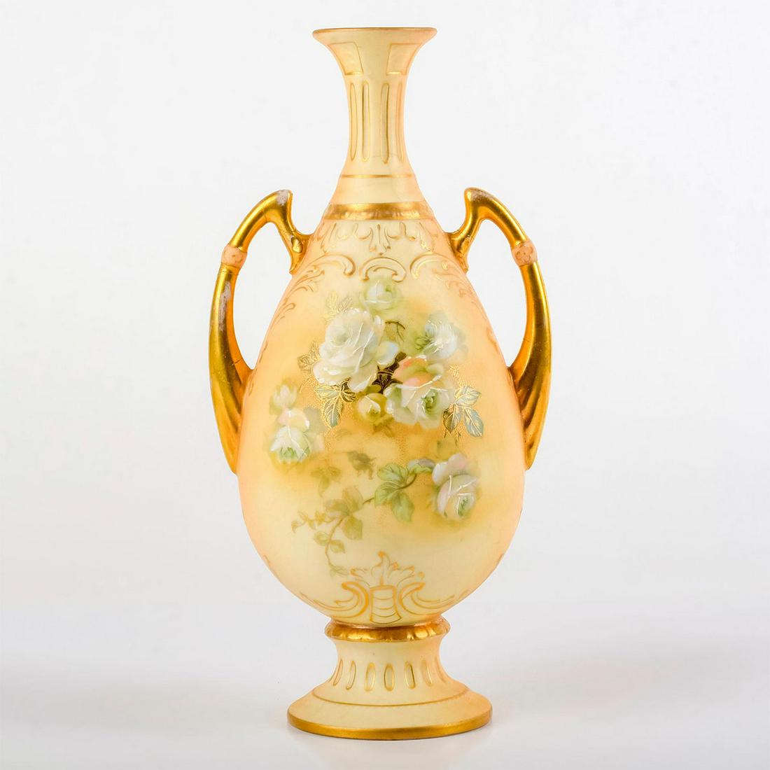 Robert Hanke Royal Wettina, Double Handle Yellow Vase (1 of 4)