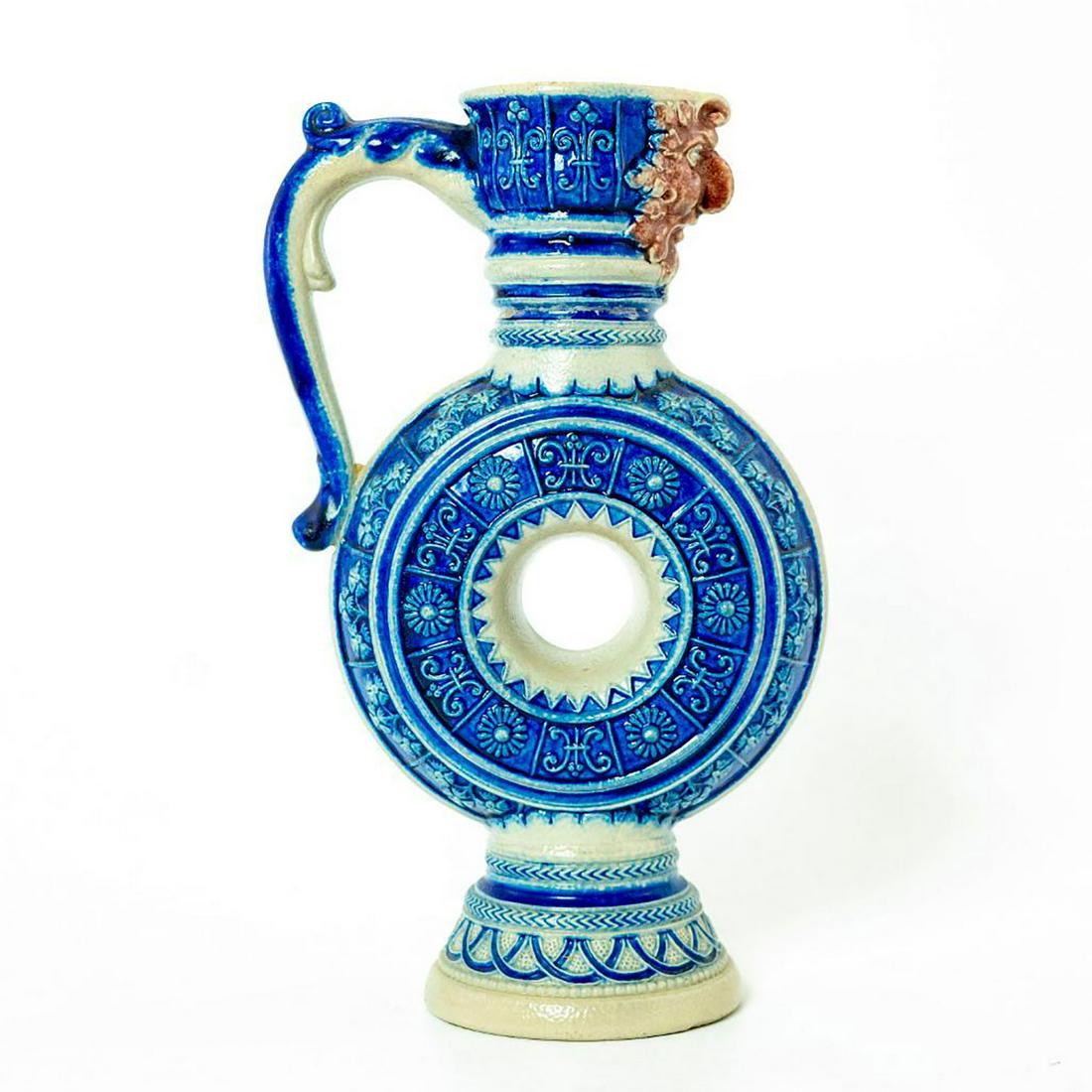 Westerwald Stoneware Ring Flask Cobalt Ewer Gryphon (1 of 5)