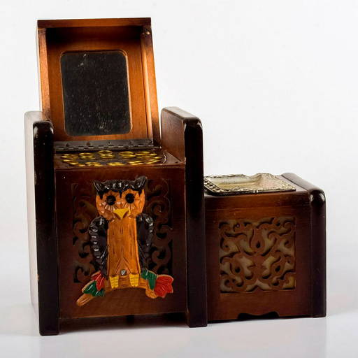 Vintage Art Deco Owl Music Box, Cigarette Holder,