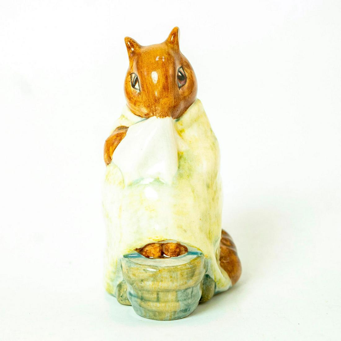 Chippy Hackee - Beswick - Beatrix Potter Figurine: Beswick Backstamp. Pale green blanket, white handkerchief, green foot bath. Artist: David Lyttleton Issued: 1979 - 1993 Dimensions: 3.75''H Manufacturer: Beswick Country of Origin: England