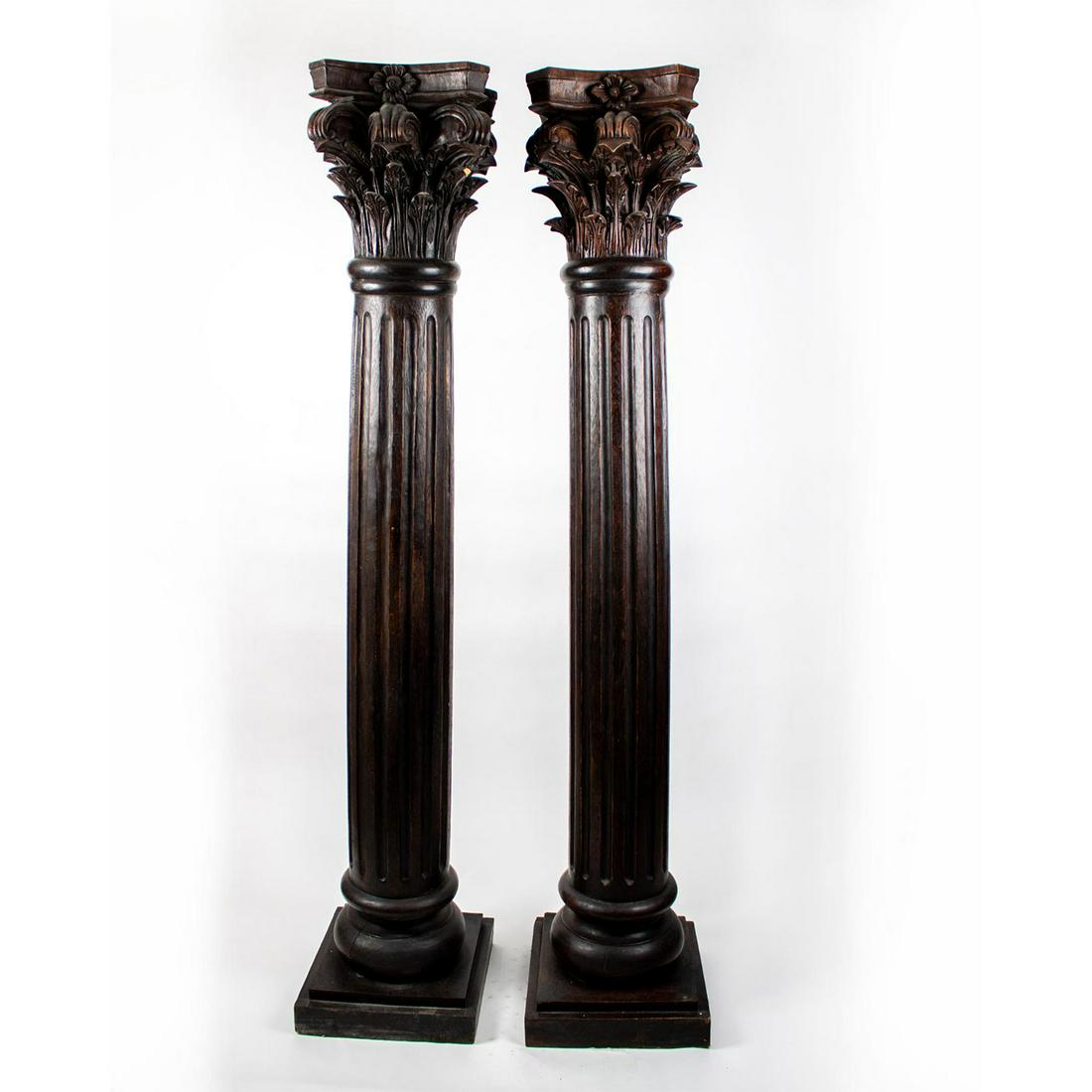 Antique Carved Wood Corinthian Columns (1 of 9)