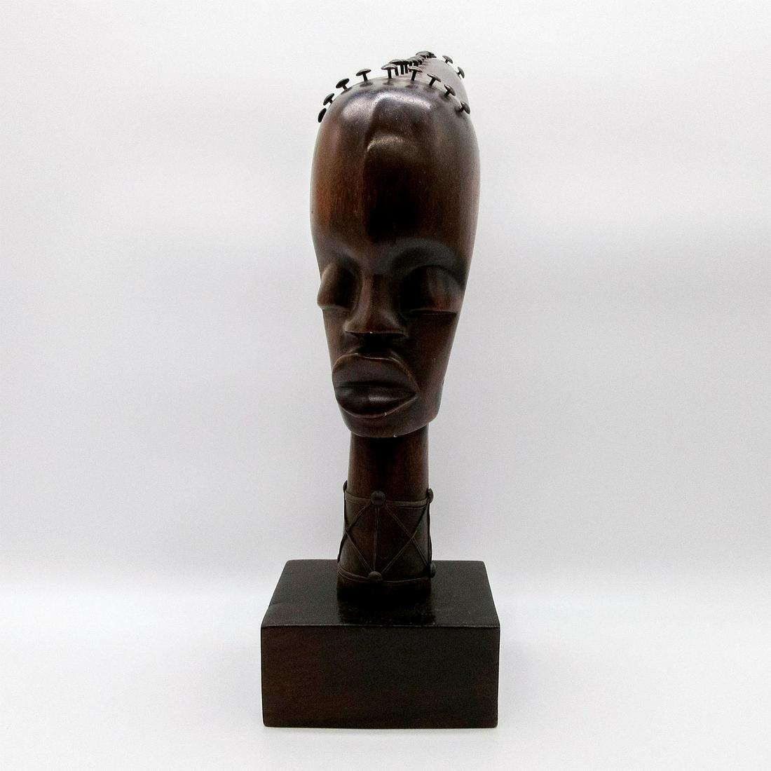 Vintage African Carved Wooden Bust (1 of 7)