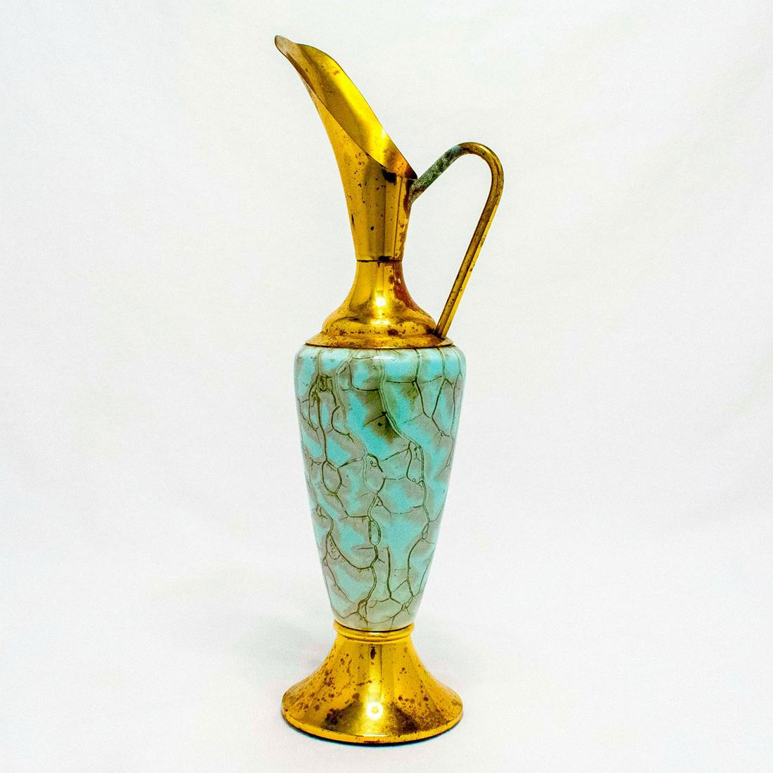 Unusual Delft Jug Brass Spout Mid-Century Modern (1 of 11)