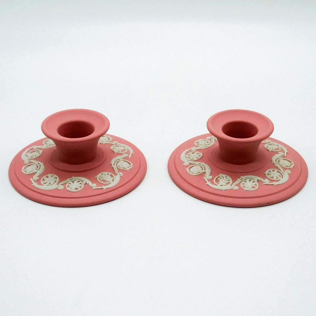 Pair of Wedgwood Pink Jasperware Banquet Candlestick (1 of 4)