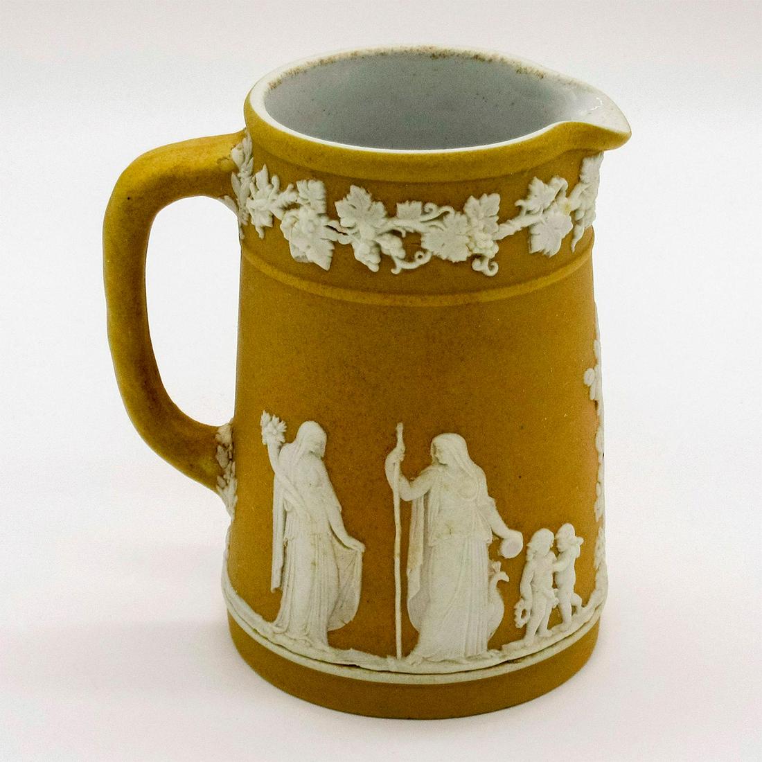 Rare Wedgwood Cane Yellow Jasperware Small Trojan Jug (1 of 4)