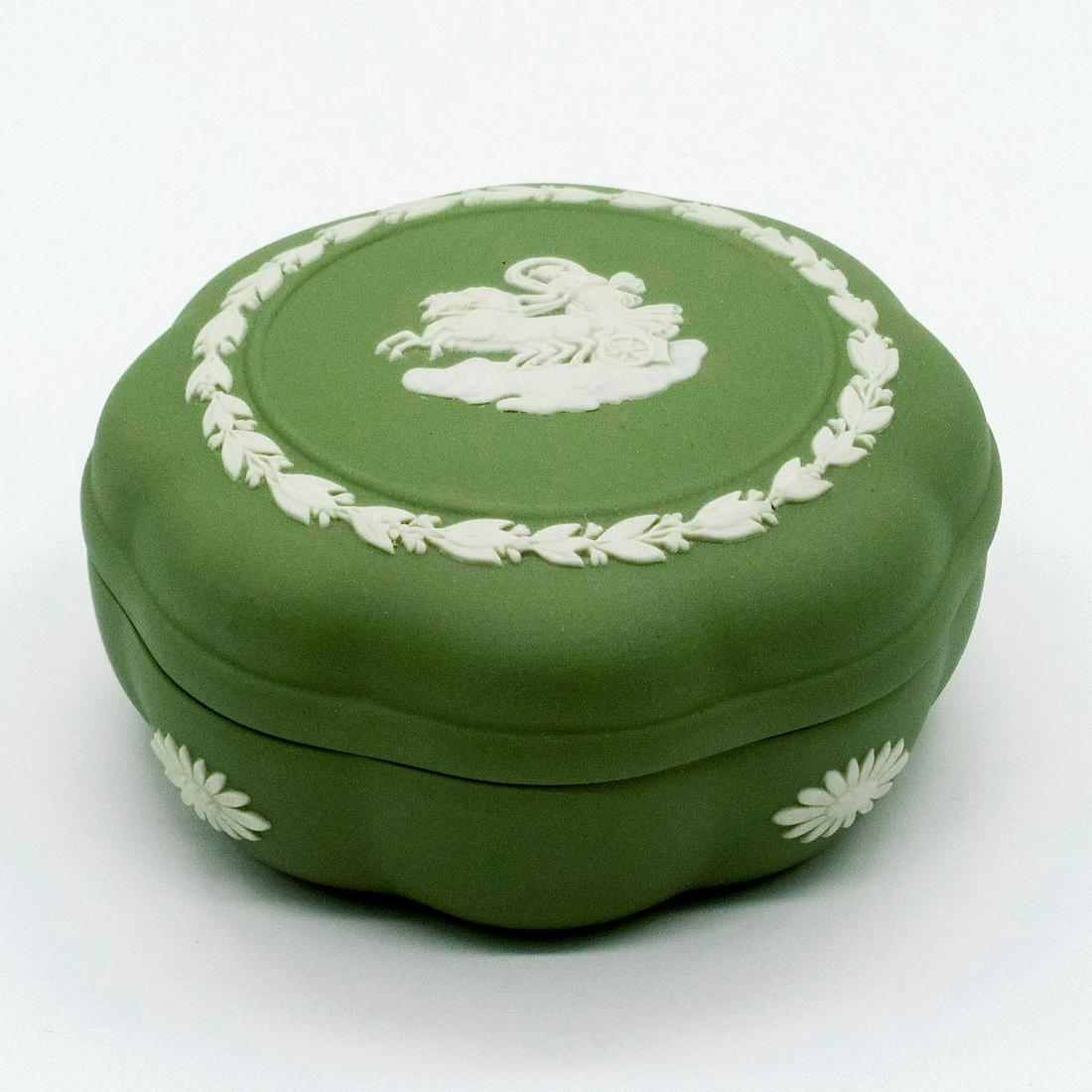 Wedgwood Celadon Jasperware Scalloped Trinket Box (1 of 5)
