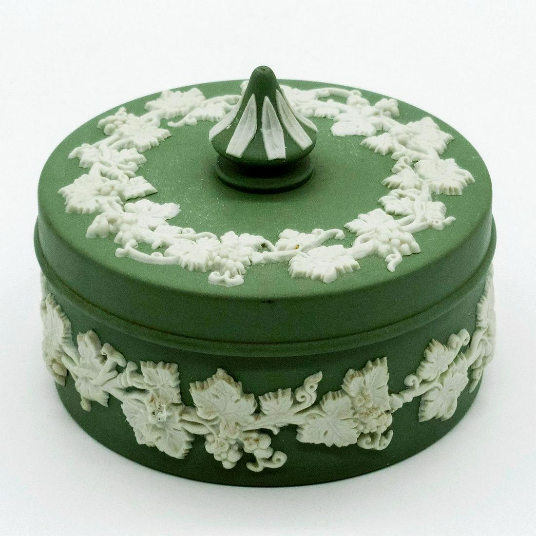 Wedgwood Celadon Jasperware Spiked Knob Box (1 of 5)