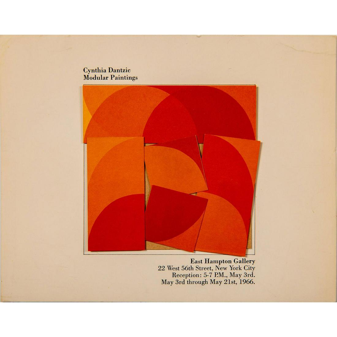 Cynthia Maris Dantzic (American), Mixed Media Art: Collage on paper, Art Exhibition Postcard for Cynthia Maris Dantzic Modular Paintings art show at East Hampton Gallery in New York City, 1966. Panels can be subsequently moved to create a new work of 