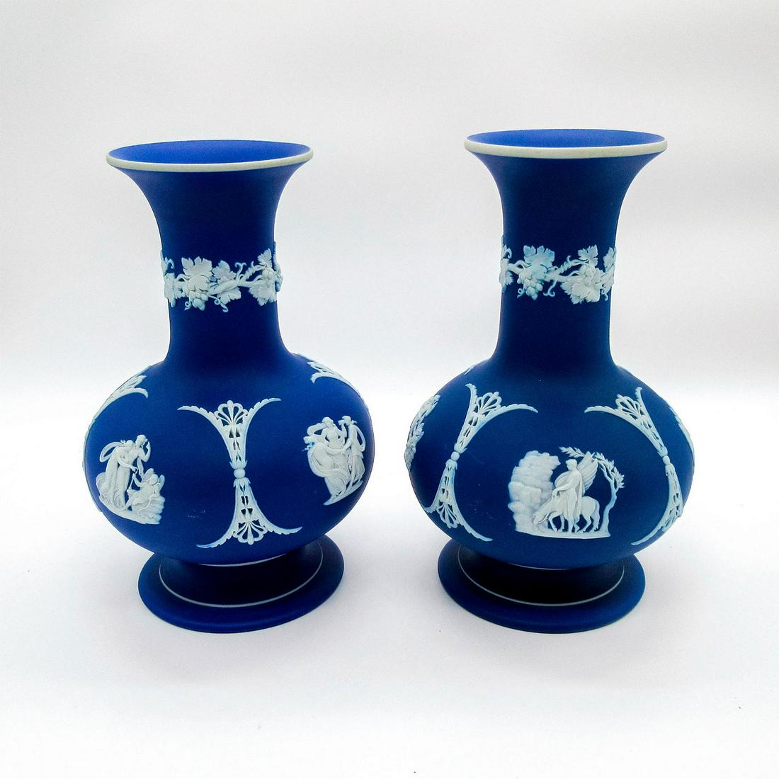 Pair Of Wedgwood Cobalt Blue Jasperware Gourd/Bud Vases (1 of 3)