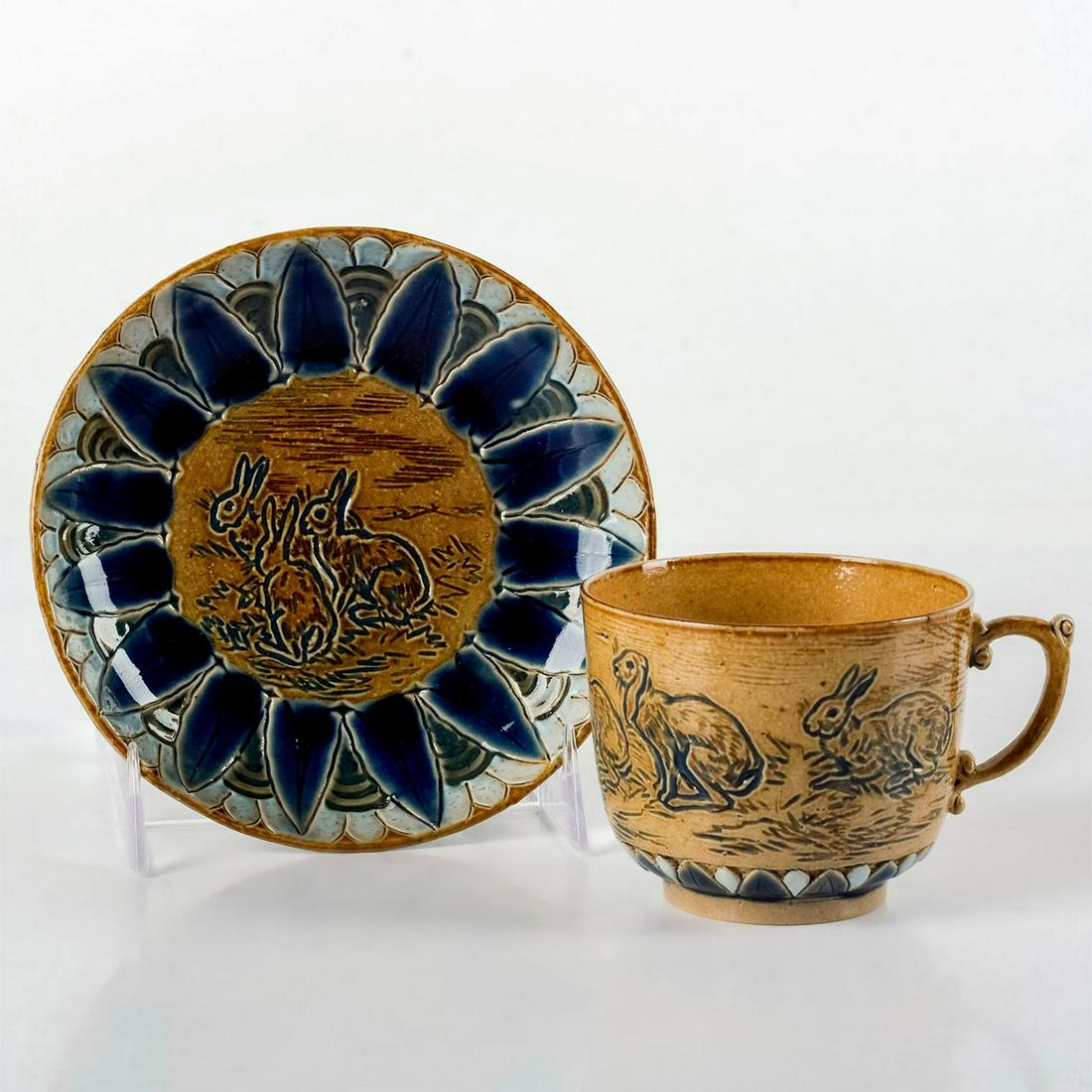 Doulton Lambeth Hannah Barlow Cup and Saucer Set, (1 of 3)
