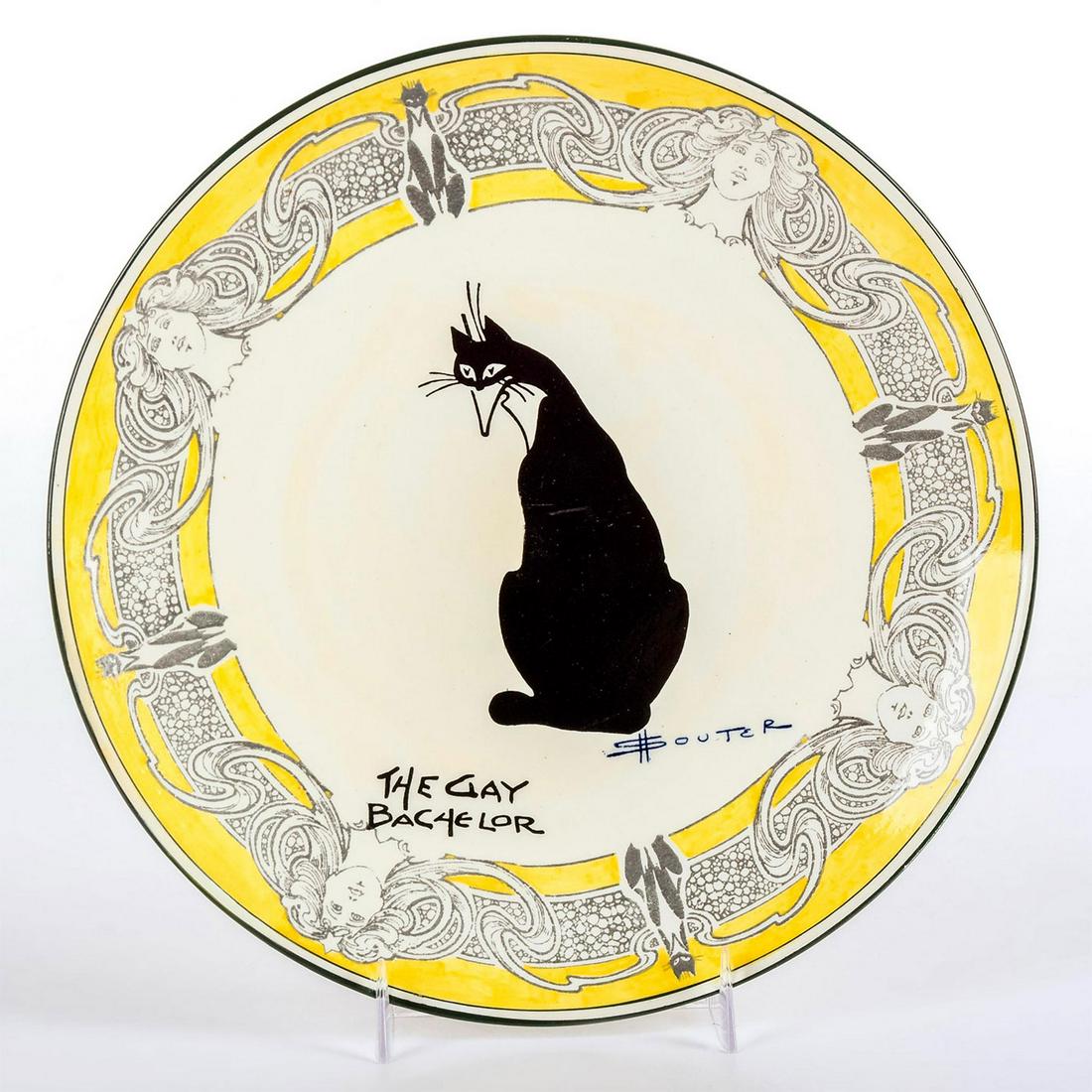 Royal Doulton Henry Souter Kateroo Plate, The Gay: Doulton Seriesware depicts the seated character cat in center; Art Nouveau style border. Signed H Souter. Doulton backstamp. Age related wear. #plate Weight: 14 oz Issued: 20th c. Dimensions: 9.25" di