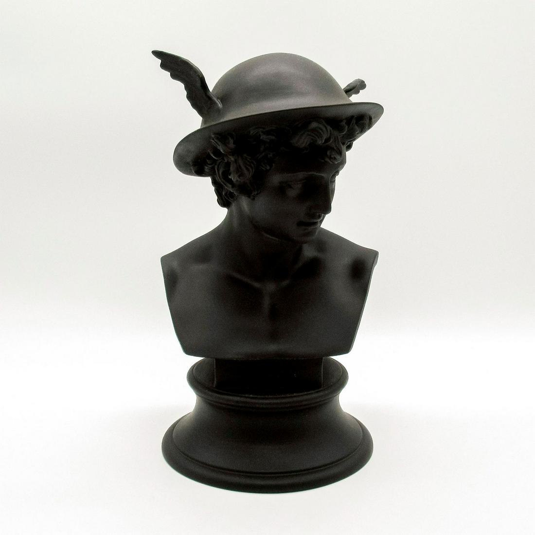 Rare Wedgwood Black Basalt Bust, Mercury (1 of 7)