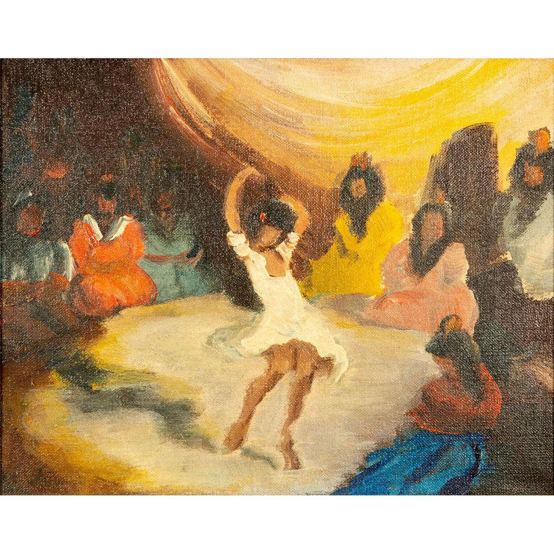 Framed Vintage Canvas Painting, The Dancer (1 of 3)