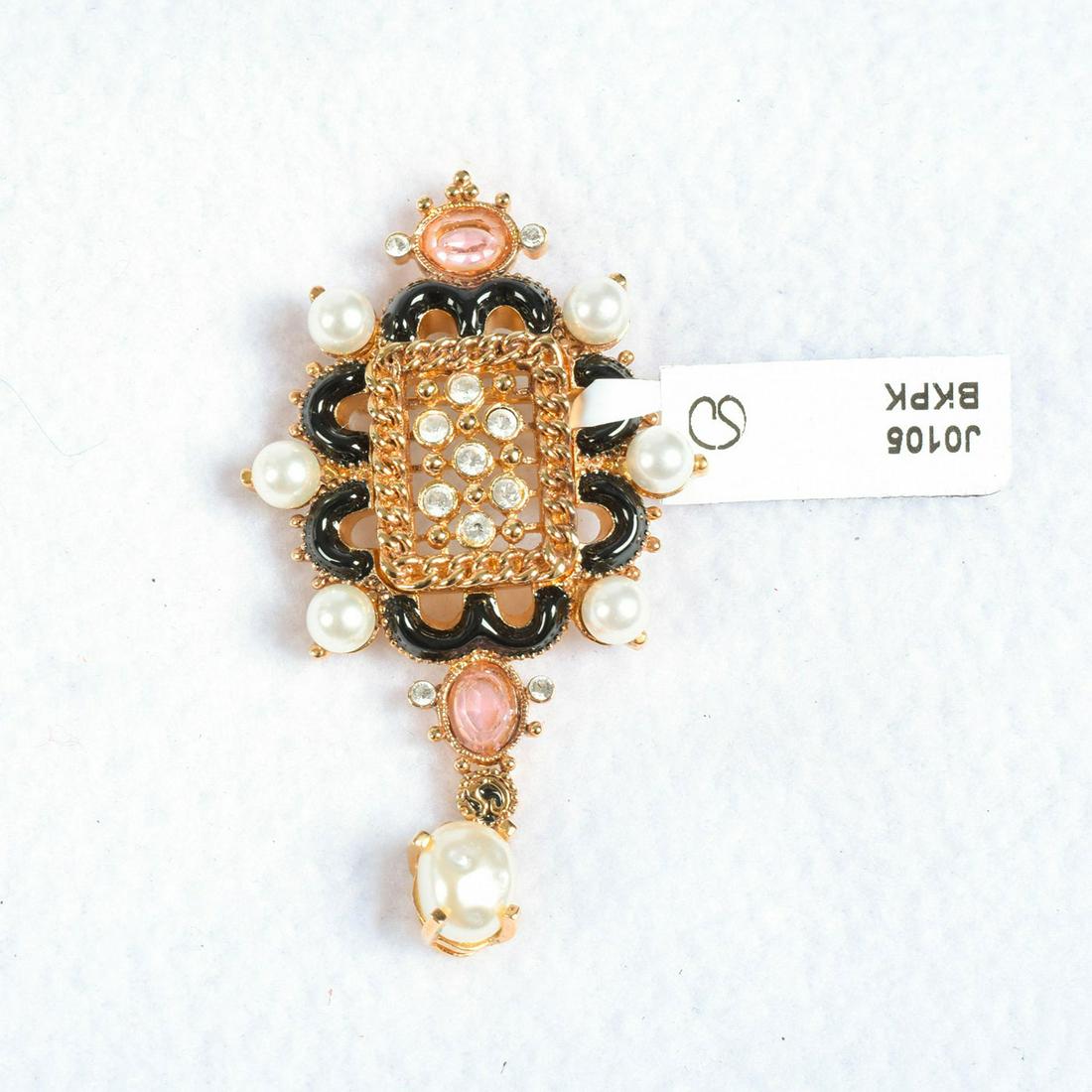 St. John Vintage Jewelry Brooch with Pearls and Stones (1 of 4)