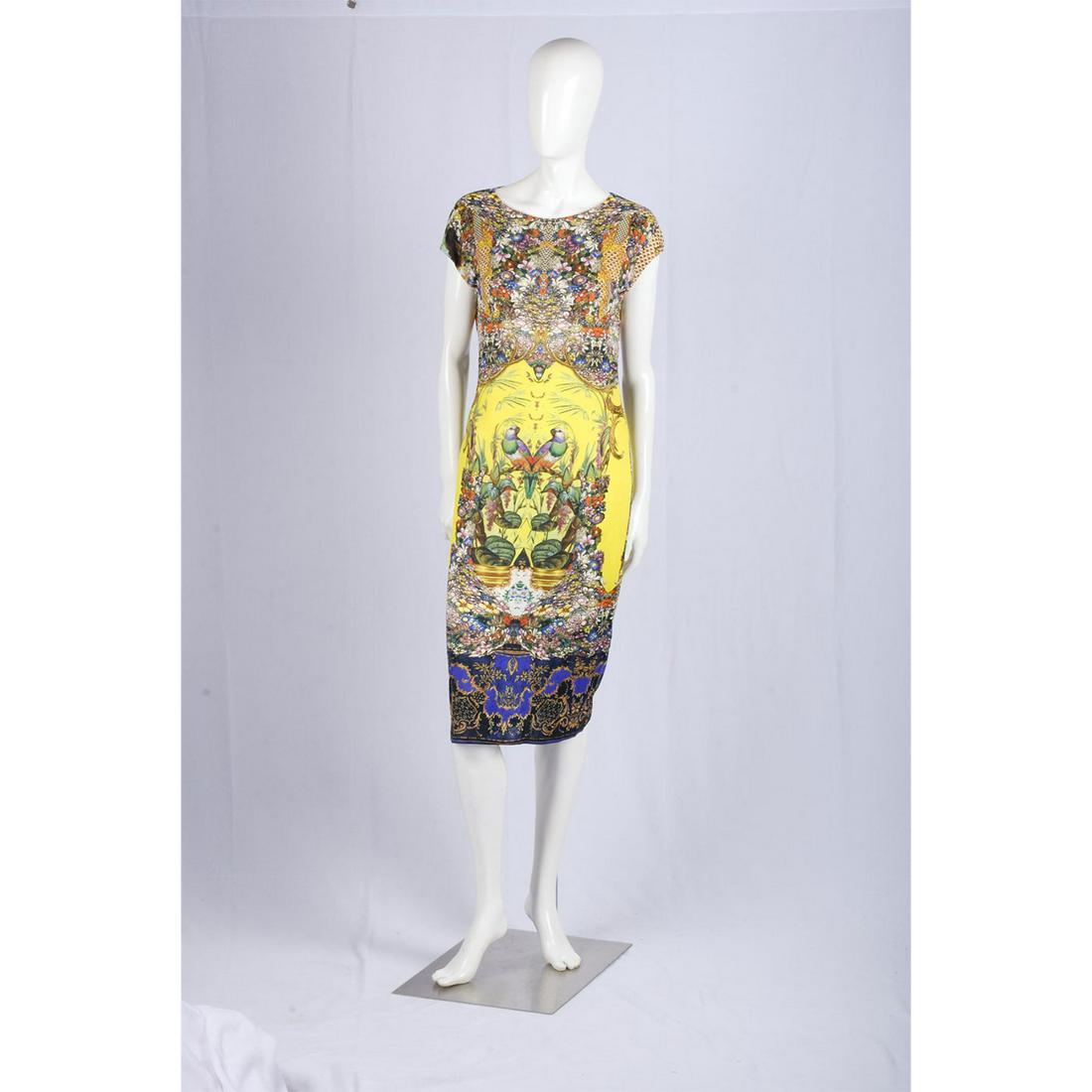 Roberto Cavalli Sleeveless Viscose Floral Dress: Fabric and lining 100% viscose. Italian size 44. Features designs of flowers and birds. Roberto Cavalli tag attached. Good condition. #robertocavalli #cavalli #dress #floral #birds Issued: c. 2009 Dim