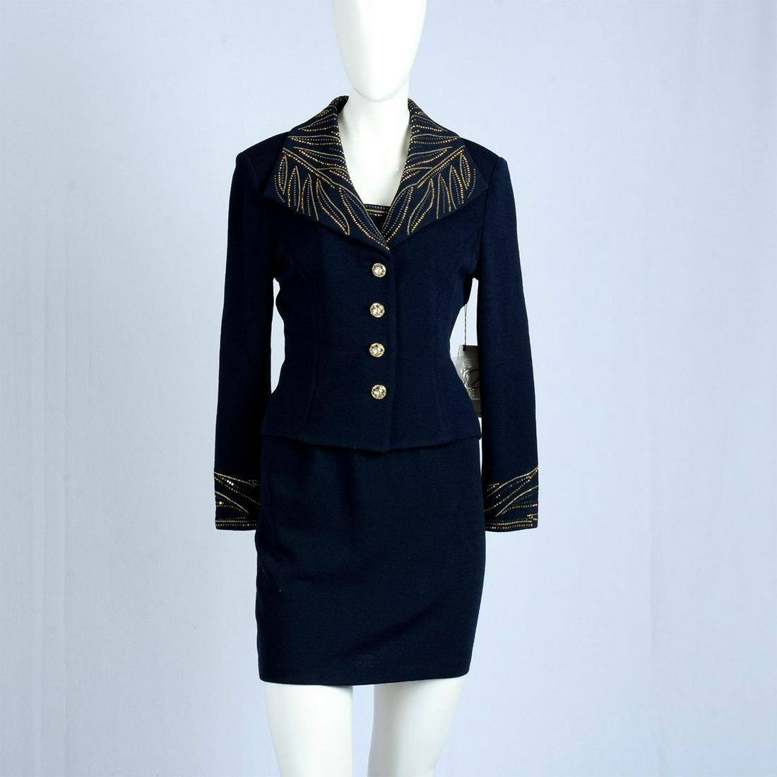 St. John Navy and Gold, Jacket and Skirt Size 2 (1 of 7)
