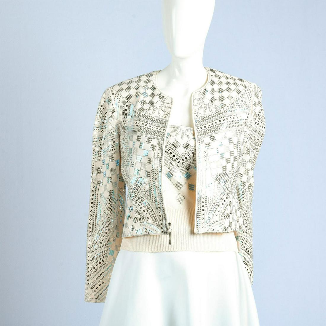 St. John White and Silver, Jacket and Camisole Top Size (1 of 7)