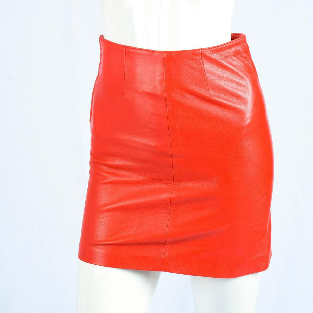 Red Bernini Leather Skirt (1 of 5)