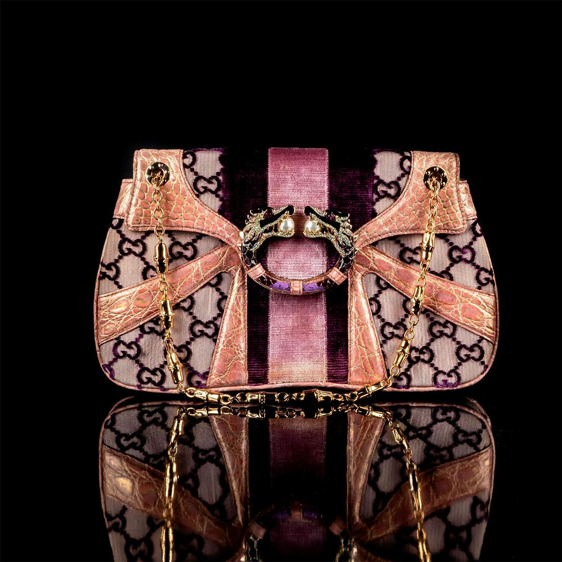 Gucci By Tom Ford Jeweled Dragon Velvet Monogram Bag (1 of 5)