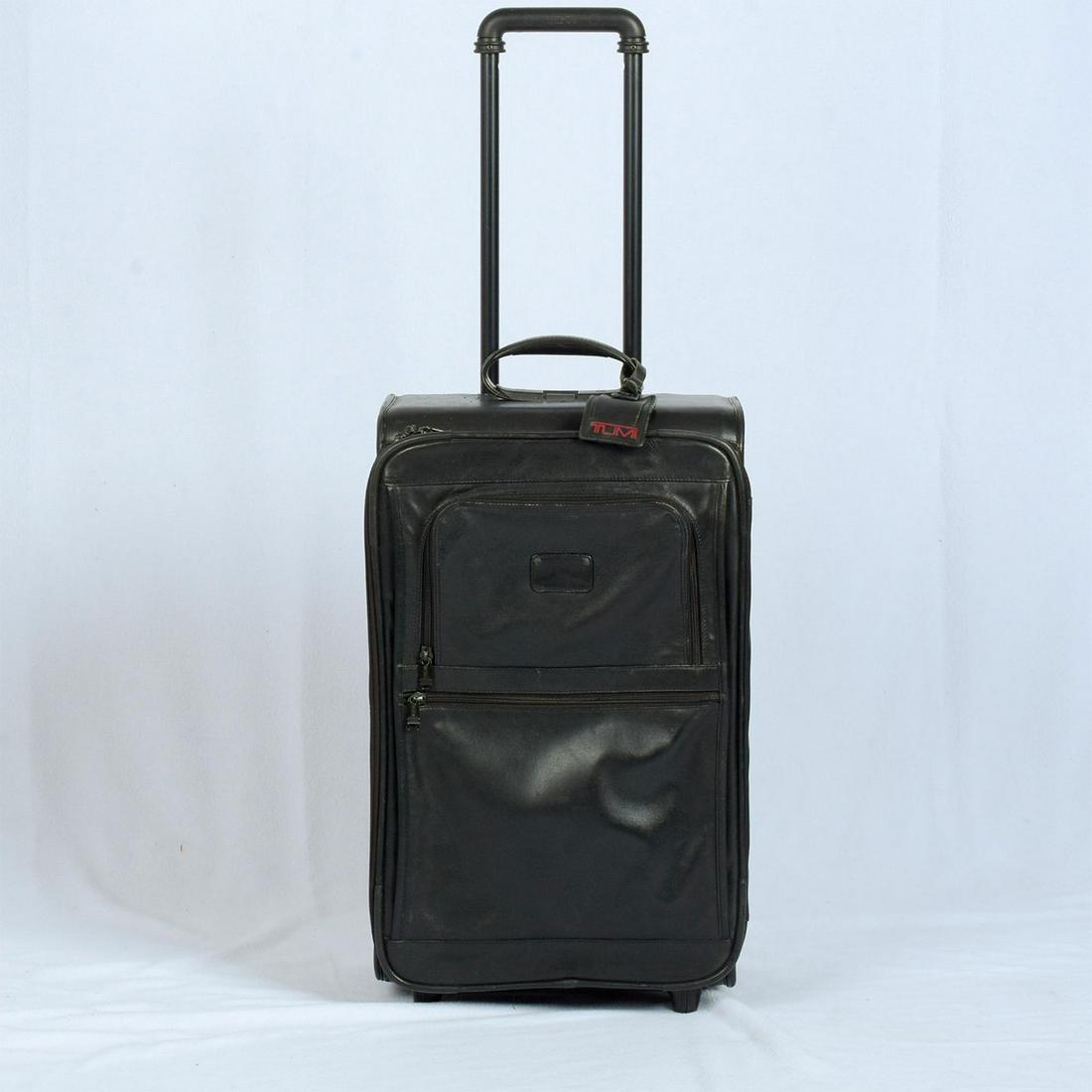 TUMI Black Leather 2 Wheeled Carry On (1 of 6)
