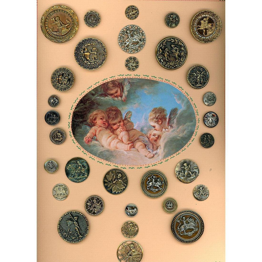 A FULL CARD OF ASSORTED CHERUBS/CUPIDS/FAIRY BUTTONS (1 of 4)
