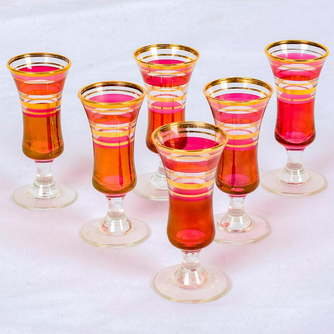 6pc Classic Cranberry Cordial Glasses (1 of 6)