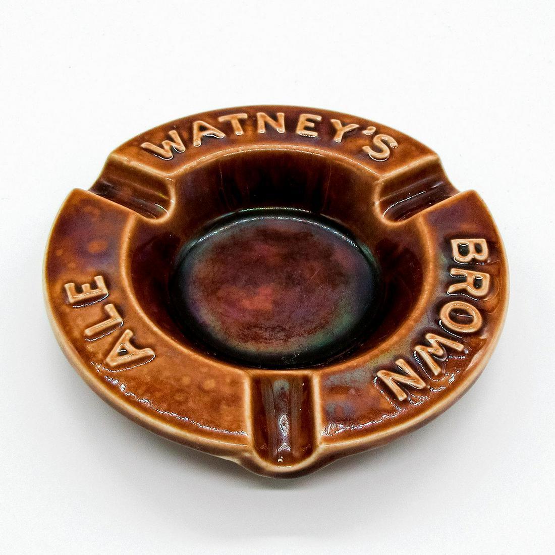 Royal Doulton Advertising Ashtray, Watney's Brown Ale: Vintage ceramic ashtray. Royal Doulton England embossed on the back. Weight - 6.5 oz. Good condition. Weight: 6.5 oz. #ashtray #tobacco Issued: 20th c. Dimensions: 1"H x 4.75" dia. Manufacturer: Royal