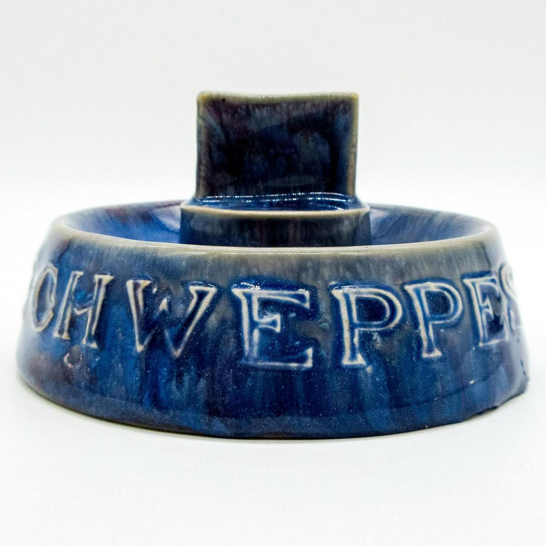 Royal Doulton Ashtray, Schweppes Advertising Ware: Glazed stoneware. Relief design of "Schweppes" around the base. Royal Doulton backstamp. Good condition. Issued: 20th c. Dimensions: 2.75"H x 4.5" dia. Manufacturer: Royal Doulton Country of O