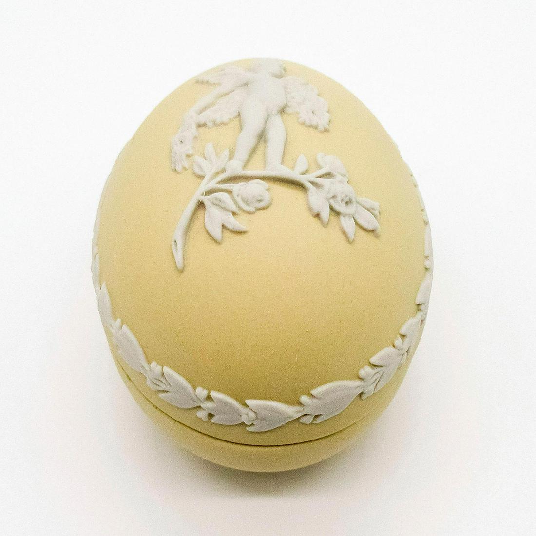 Wedgwood Primrose Yellow Jasperware, Cupid Egg Box (1 of 5)