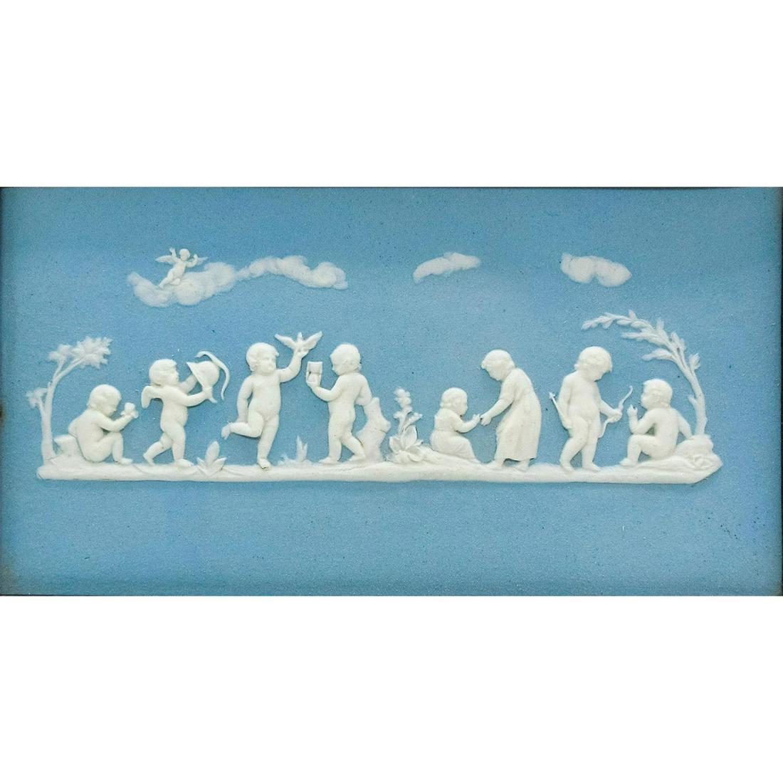 Wedgwood Pale Blue Jasperware Plaque, Boys at Play (1 of 5)