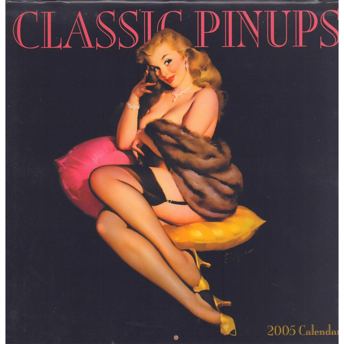 2005 Classic Pinups Calendar: Wall calendar from 2005, featuring classic pinup paintings by Gil Elvgren for Brown & Bigelow. The calendar is unused and sealed in its' original packaging. #pinup #pinupcalendar #gilelvgren Artist: G