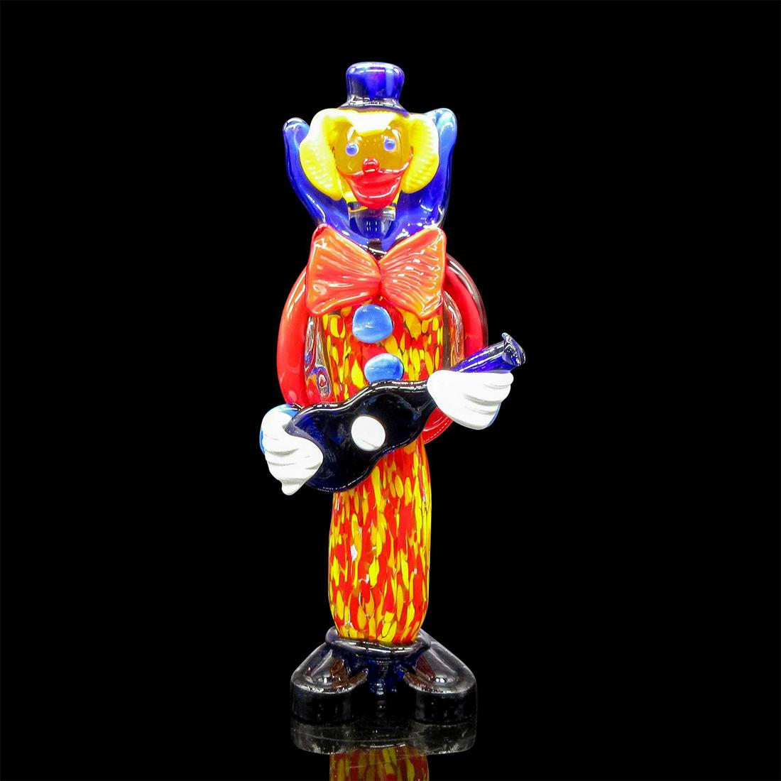 Murano Style Glass Figurine, Clown with Guitar (1 of 4)