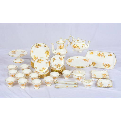 58pc Hammersley Bone China Tea Set, Golden Thistle