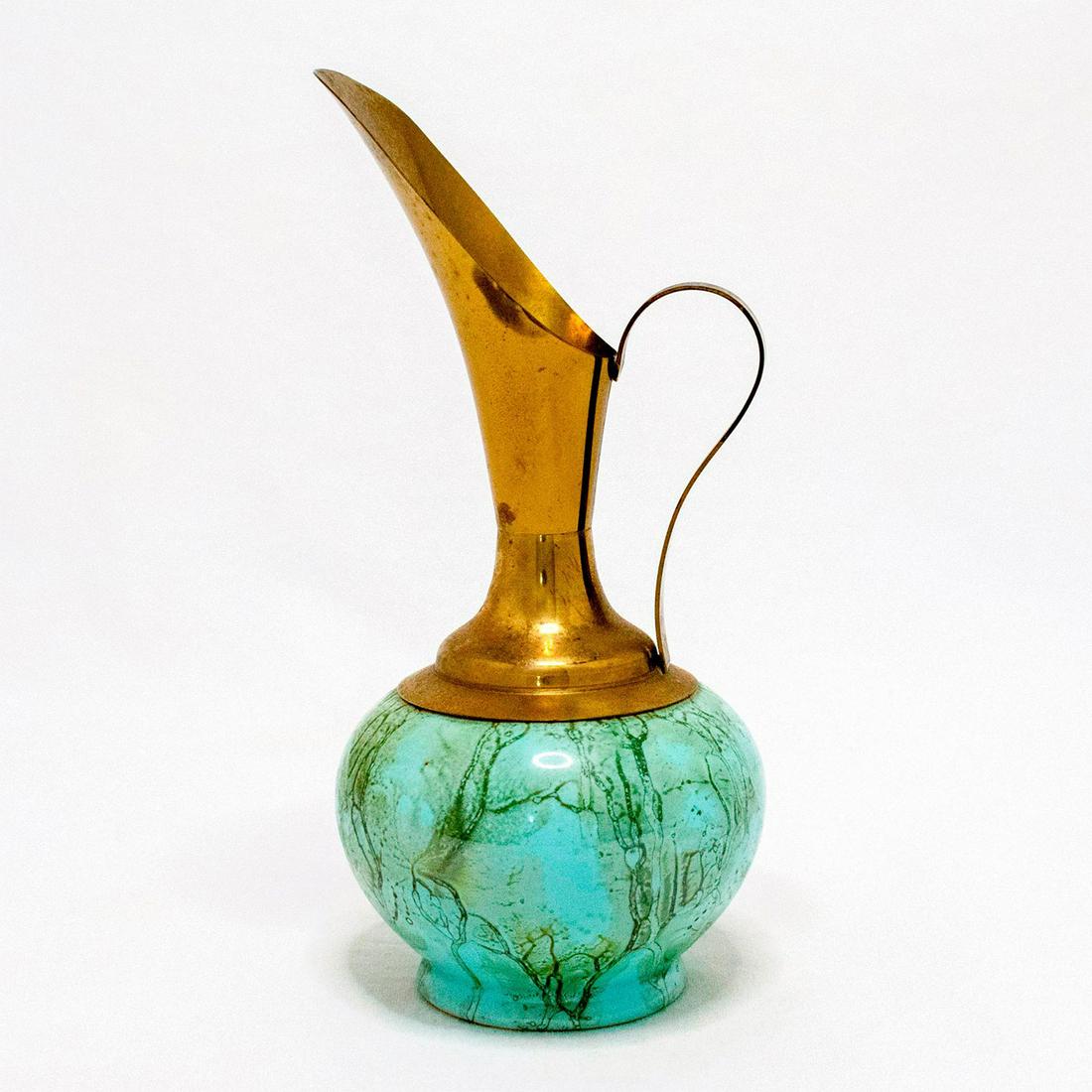 Unusual Delft Jug Brass Spout Mid-Century Modern (1 of 9)