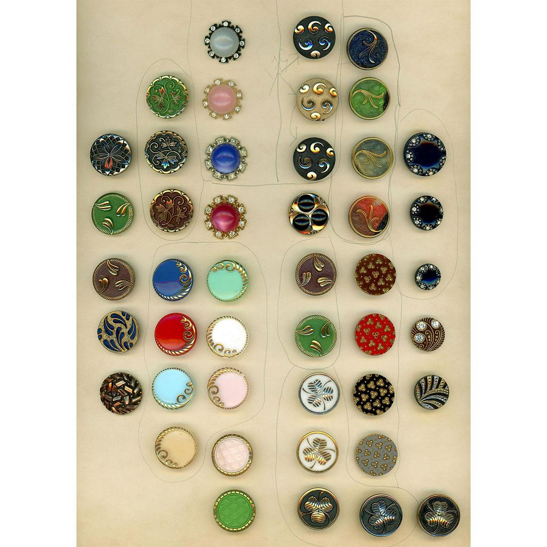 3 WHOLE CARDS OF ASSORTED MODERN GLASS BUTTONS (1 of 5)