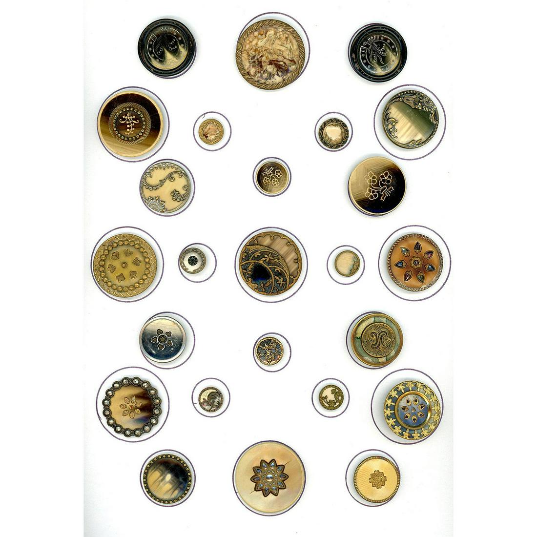 A CARD OF ASSORTED VICTORIAN CELLULOID BUTTONS (1 of 4)