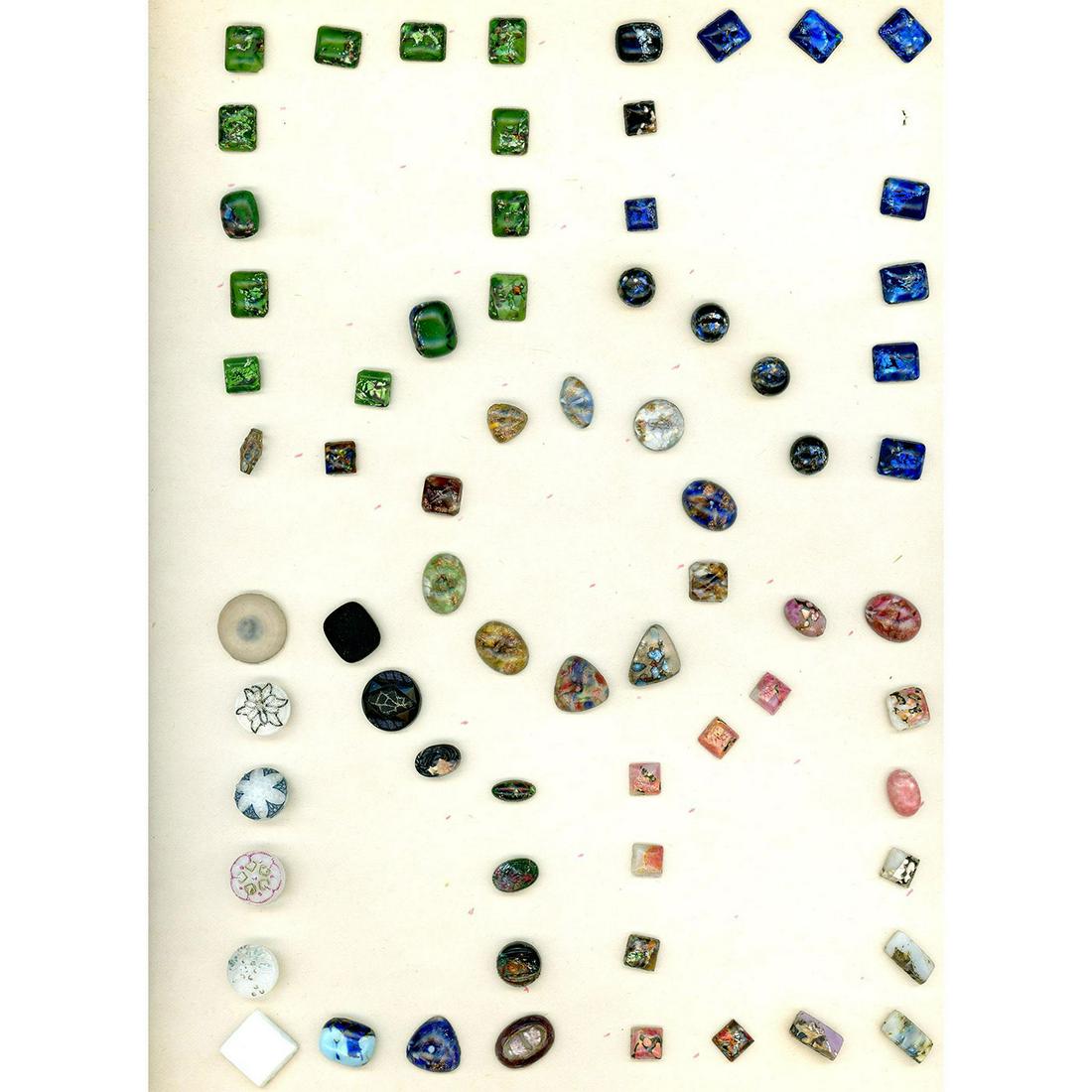 A FULL CARD OF DIVISION ONE POPPER GLASS BUTTONS (1 of 4)