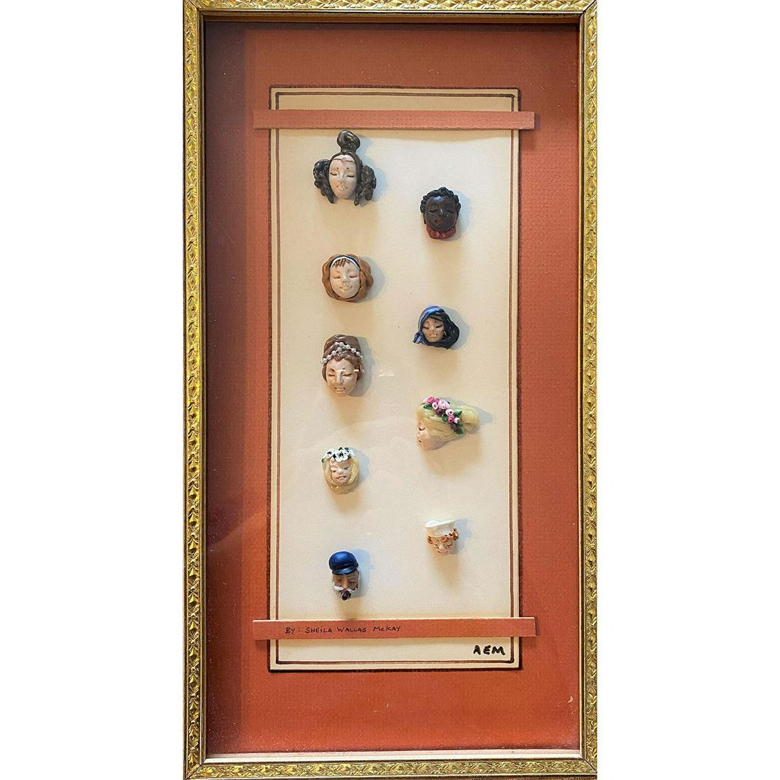 A SET OF REALISTIC  HAND PAINTED CERAMIC HEAD BUTTONS (1 of 4)