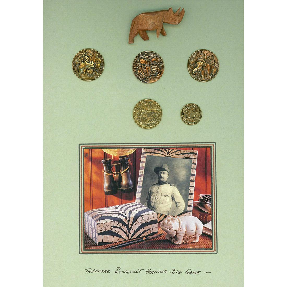 A CARD OF TEDDY ROOSEVET HUNTING BUTTONS (1 of 4)