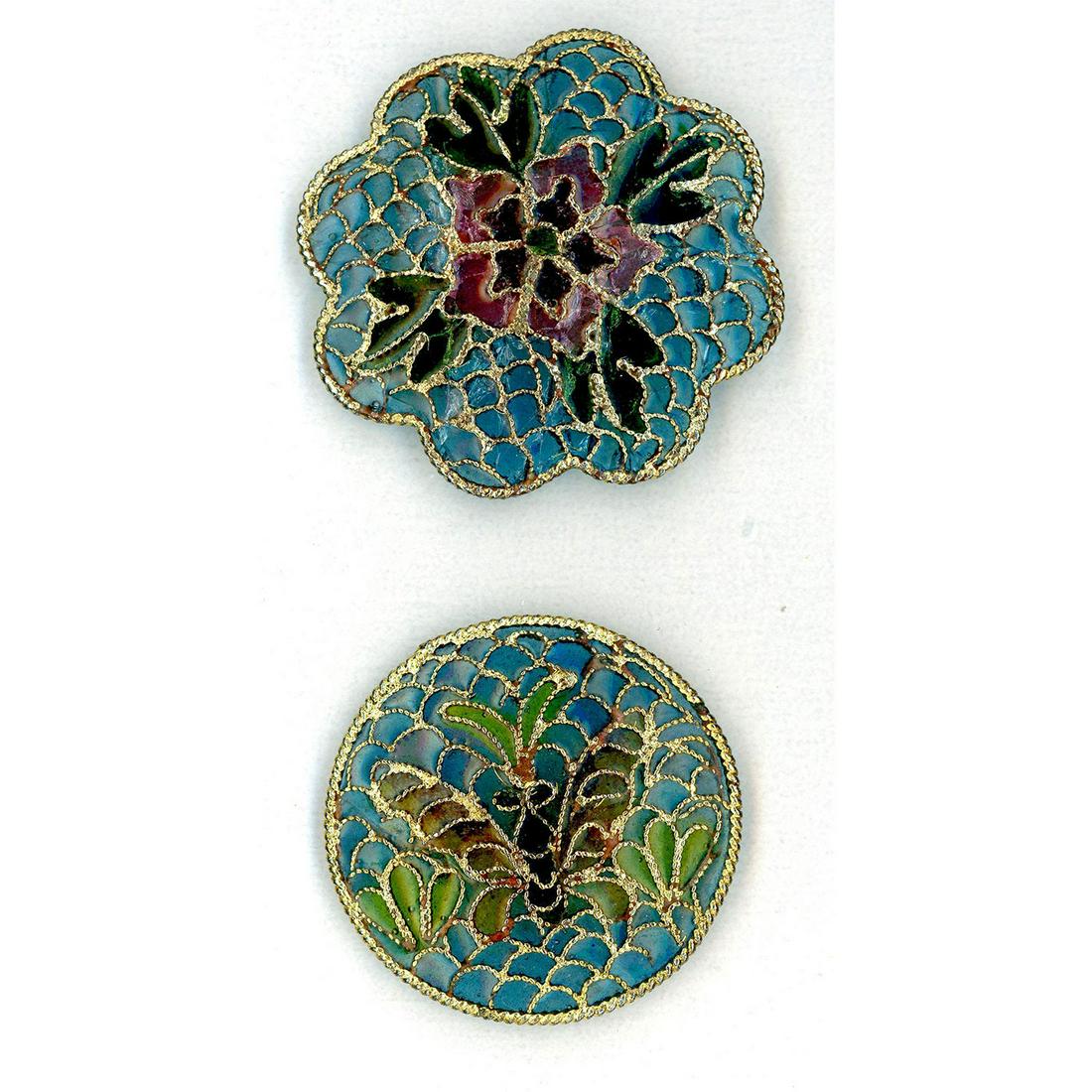 A SMALL CARD OF DIVISION THREE PLIQUE A JOUR ENAMEL BUTTONS (1 of 4)